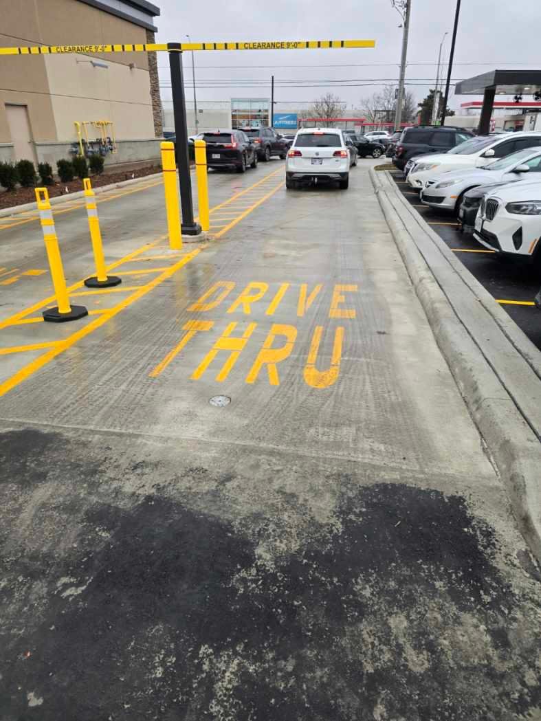 Drive thru pavement marking